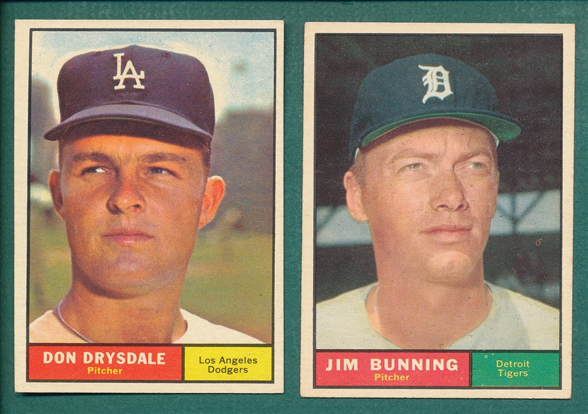 1961 Topps #260 Drysdale & #490 Bunning, Lot of (2)