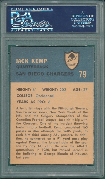 1962 Fleer FB #79 Jack Kemp PSA 8