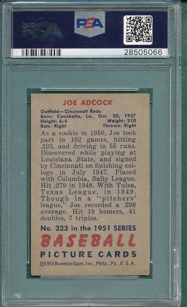 1951 Bowman #323 Joe Adcock PSA 8 *SP* *Rookie*