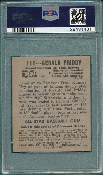1948-49 Leaf #111 Gerald Priddy PSA 7