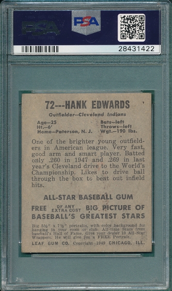 1948-49 Leaf #72 Hank Edwards PSA 6