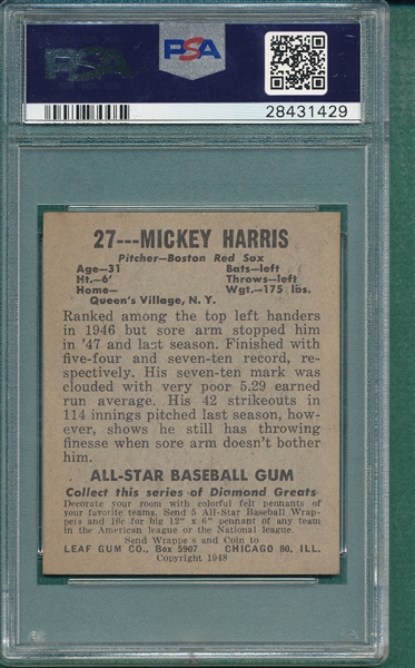 1948-49 Leaf #27 Mickey Harris PSA 7