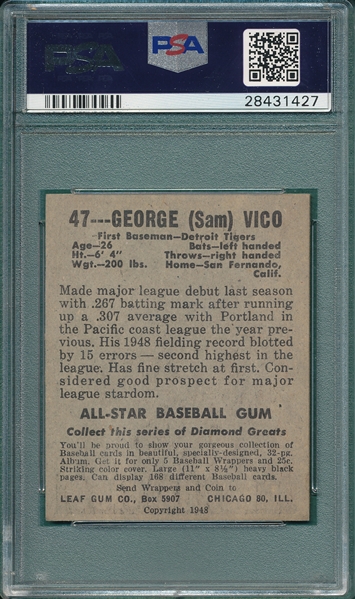 1948-49 Leaf #47 George Vico PSA 7