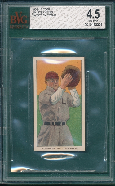 1909-1911 T206 Stephens Sweet Caporal Cigarettes BVG 4.5 