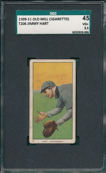 1909-1911 T206 Hart, Jimmy, Old Mill Cigarettes SGC 45 *Southern League*