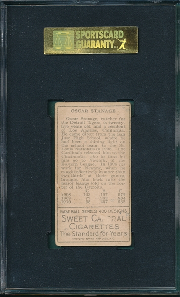 1911 T205 Stanage Sweet Caporal Cigarettes SGC 50