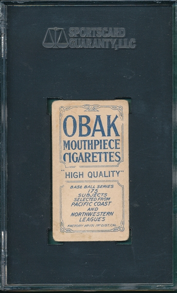 1911 T212-2 Thorsen Obak Cigarettes SGC 30
