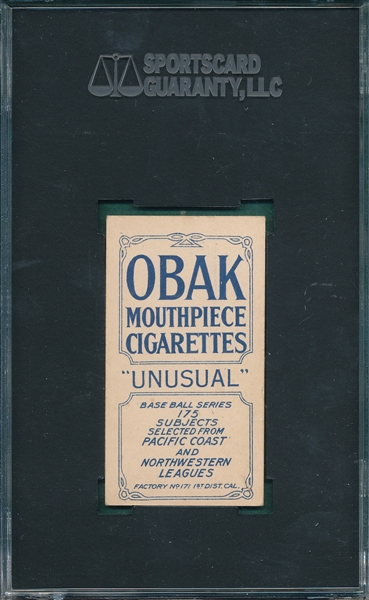 1910 T212-2 Byrd Obaks Cigarettes SGC 50