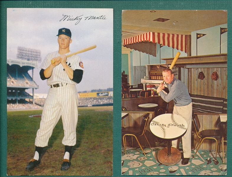 1958-66 Lot of (3) Mickey Mantle PCs & Picture Pack