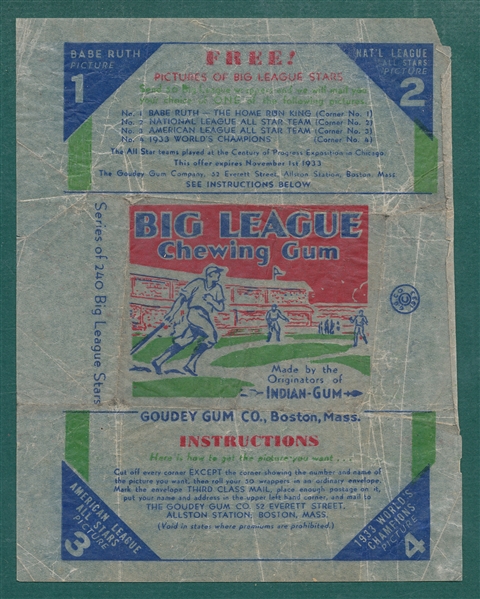 1933 Goudey Baseball Wrapper