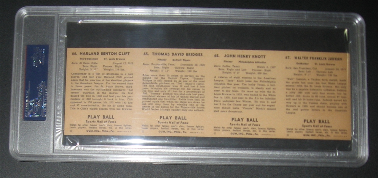 1941 Play Ball 4 Card Panel PSA Authentic