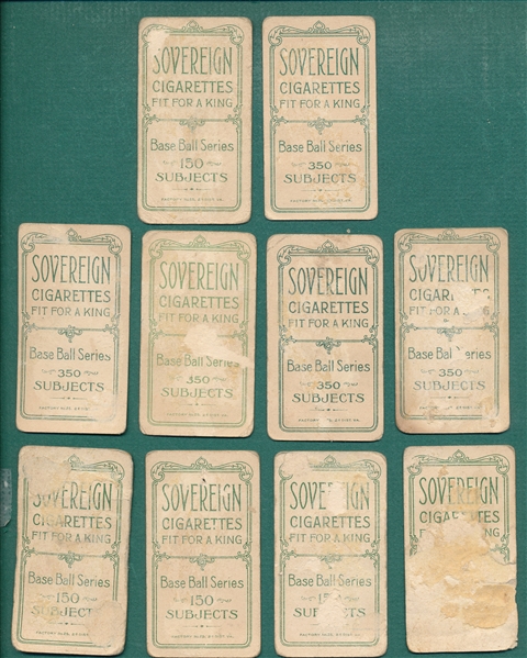1909-1911 T206 Sovereign Cigarettes Lot of (10) W/ Ganley