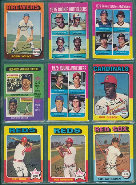 1975 Topps Lot of (9) Stars & Rookies W/ Yount