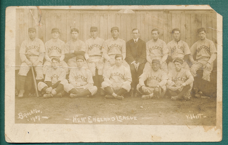 1907 New England League Brockton Tigers Team RPPC