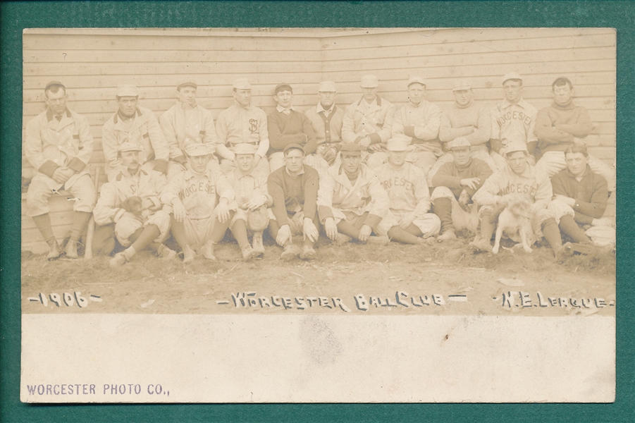 1906 New England League Worcester Busters team RPPC W/ Jesse Burkett