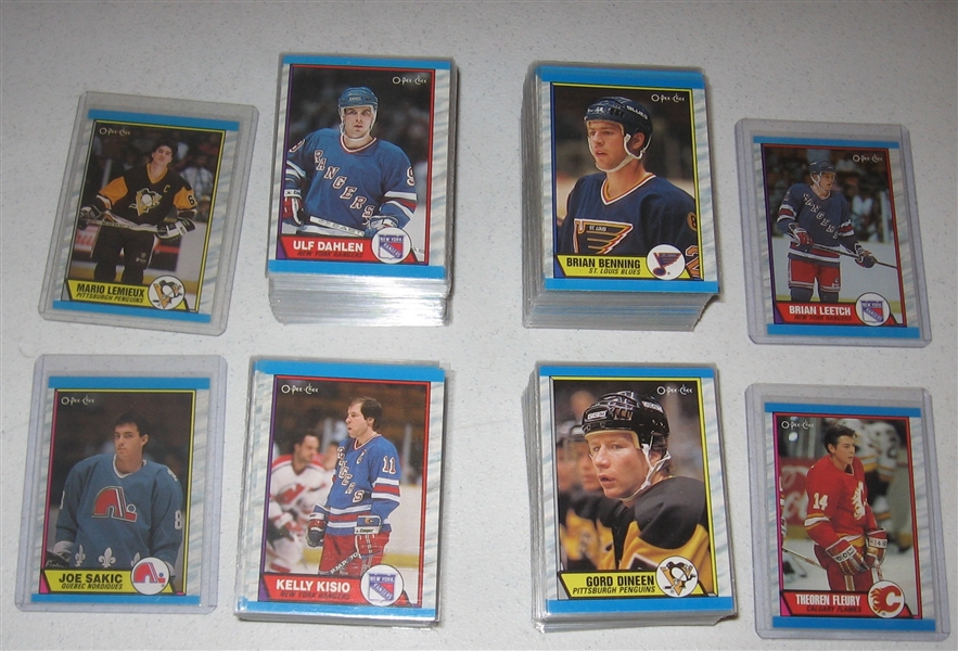1989-90 O-Pee-Chee & Topps Hockey Complete Sets Lot of (2) W/ Leetch, Fleury & Sakic, Rookies