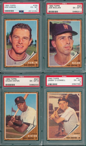 1962 Topps Lot of (8) PSA 6 W/ #204 Weekly 