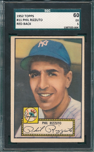 1952 Topps #11 Phil Rizzuto SGC 60 *Red Back*