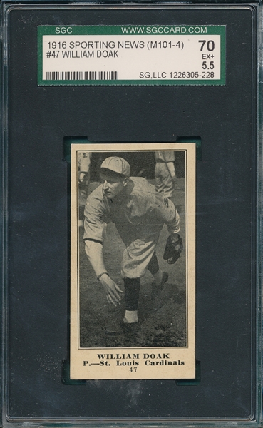 1916 M101-4 #47 William Doak, Sporting News SGC 70 *Blank Back*