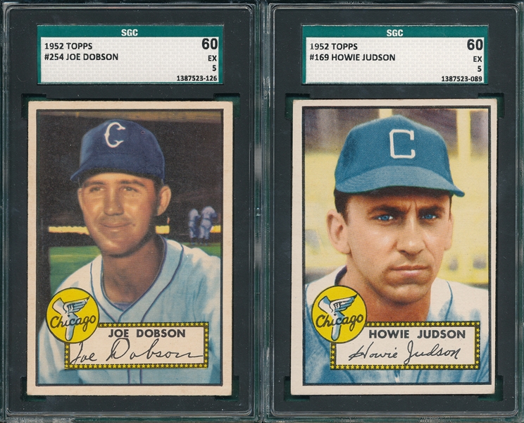 1952 Topps #169 Judson & #254 Dobson, Lot of (2) Chicago White Sox, SGC 60 