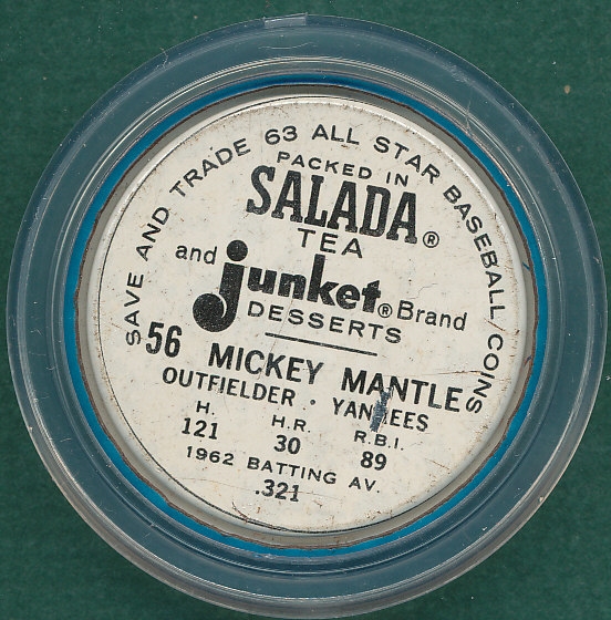1963 Salada Coin #56 Mickey Mantle 