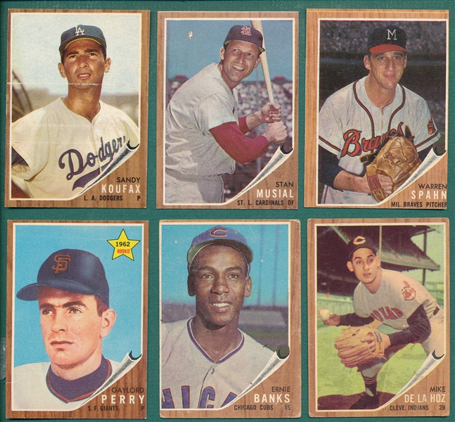 1962 Topps Lot of (6) HOFers W/ Musial