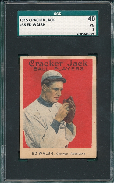 1915 Cracker Jack #36 Ed Walsh SGC 40
