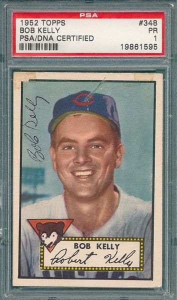 1952 Topps #348 Bob Kelly, Signed, PSA/DNA Certified *Hi #* 