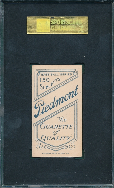 1909-1911 T206 Hahn Piedmont Cigarettes SGC 70 