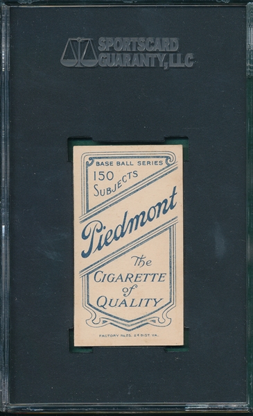 1909-1911 T206 Smith, Frank, F. Smith, Piedmont Cigarettes SGC 70 