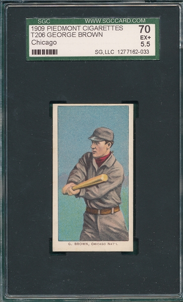 1909-1911 T206 Brown, George, Chicago, Piedmont Cigarettes SGC 70 