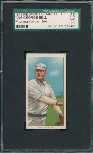1909-1911 T206 Bell, Pitching, Piedmont Cigarettes SGC 70 
