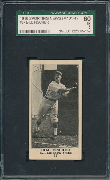 1916 M101-4 #57 Bill Fischer, Sporting News SGC 60 *Blank Back* 