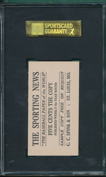 1916 M101-4 #94 Bennie Kauff, Sporting News SGC 80