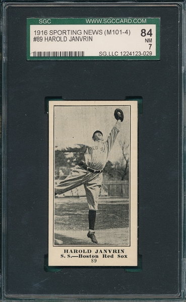 1916 M101-4 #89 Harold Janvrin, Sporting News SGC 84