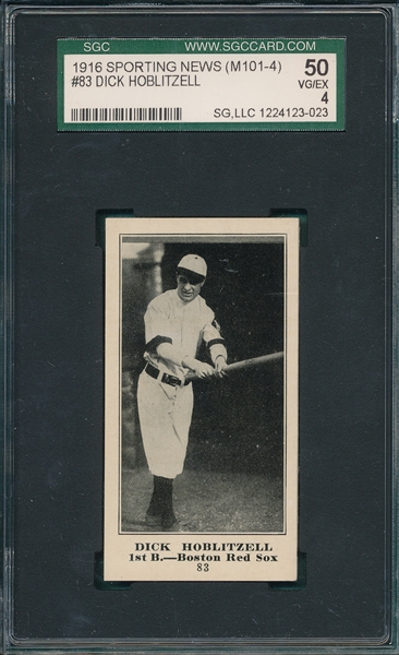 1916 M101-4 #83 Dick Hoblitzell, Sporting News SGC 50