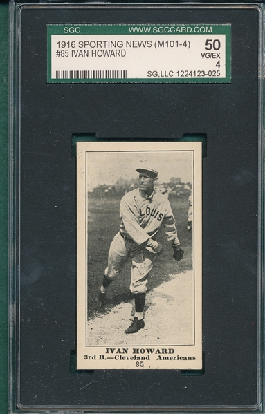1916 M101-4 #85 Ivan Howard, Sporting News SGC 50