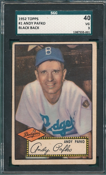 1952 Topps #1 Andy Pafko SGC 40 *Black Back*