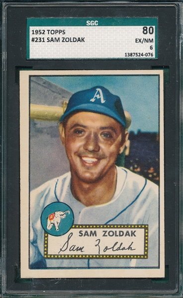 1952 Topps #231 Sam Zoldak SGC 80