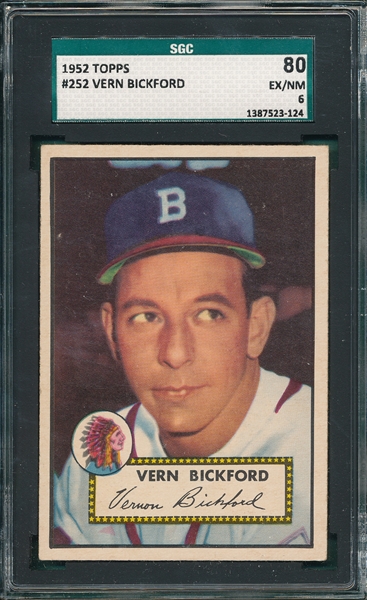1952 Topps #252 Vern Bickford SGC 80