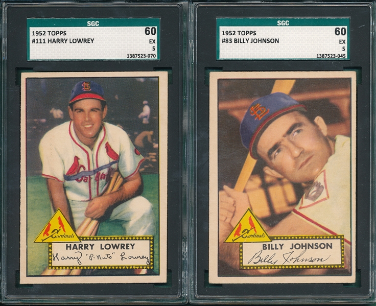 1952 Topps #83 Johnson & #111 Lowrey, Lot of (2) SGC 60