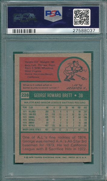 1975 Topps Mini #228 George Brett PSA 6 *Rookie*