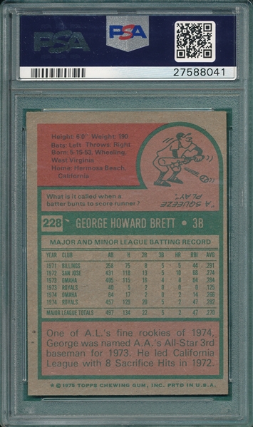 1975 Topps #228 George Brett PSA 5 *Rookie*