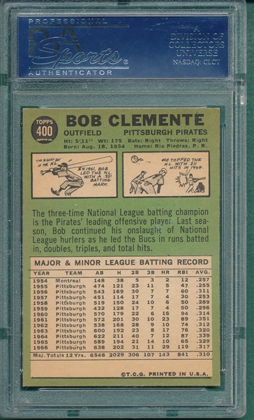 1967 Topps #400 Bob Clemente PSA 7