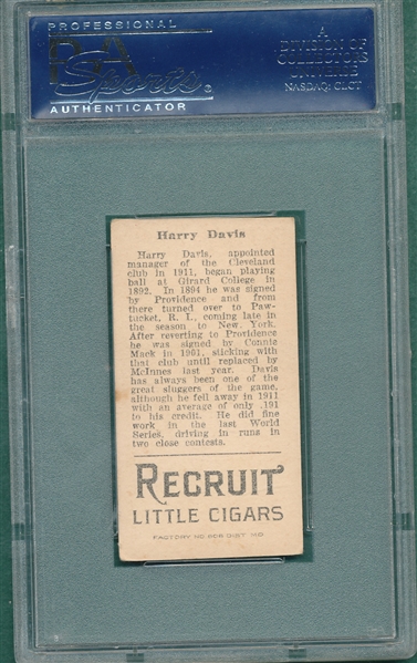 1912 T207 Davis, Harry, Recruit Little Cigars PSA 4