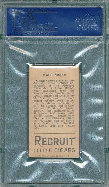 1912 T207 Simon Recruit Little Cigars PSA 6 (MC)