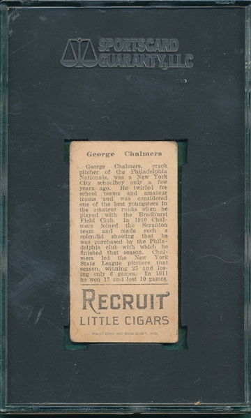 1912 T207 Chalmers Recruit Little Cigars SGC 30