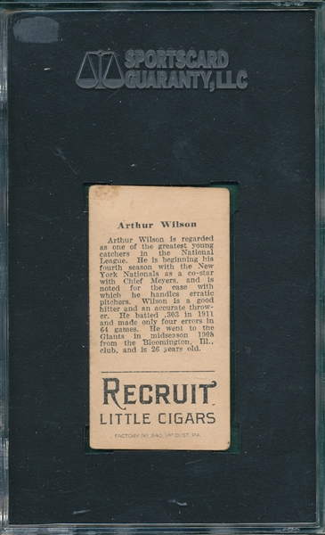 1912 T207 Wilson Recruit Little Cigars SGC 40