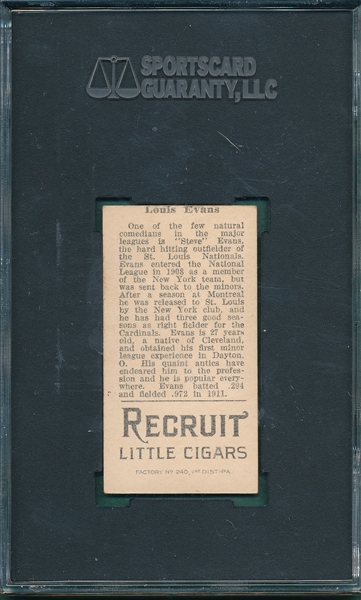 1912 T207 Evans Recruit Little Cigars SGC 70