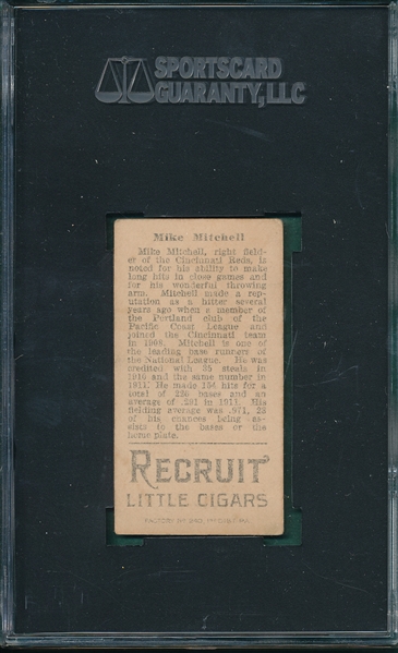 1912 T207 Mitchell Recruit Little Cigars SGC 50